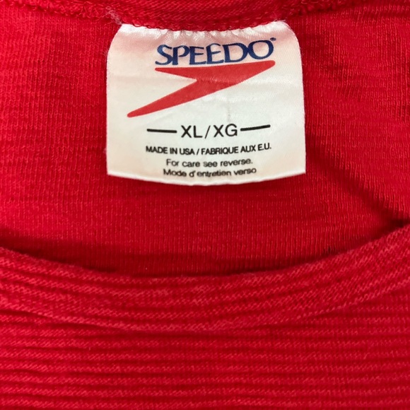 Vintage 1993 Speedo Muscle Tank Top, Mens XL, Red Ribbed Single Stitch Tank USA - Picture 10 of 10